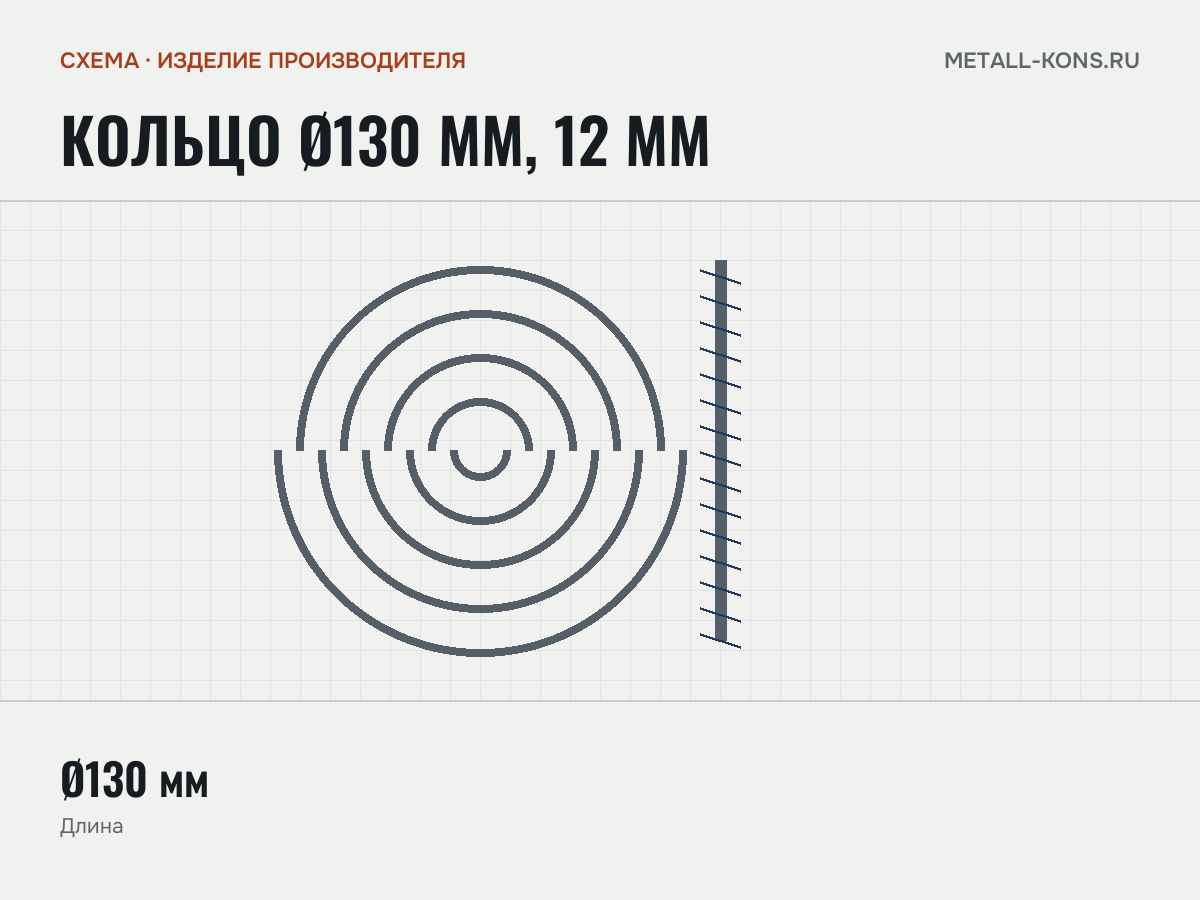 Кольцо Ø130 мм, 12 мм — схема, изделие производителя