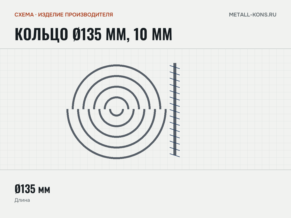 Кольцо Ø135 мм, 10 мм — схема, изделие производителя
