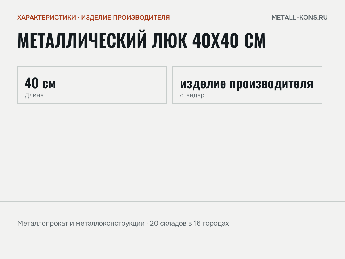 Металлический люк 40х40 см — характеристики: масса, размеры, изделие производителя