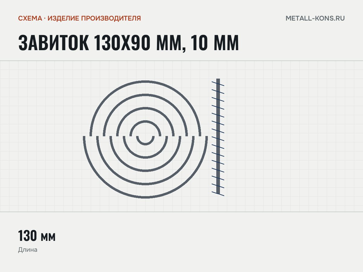 Завиток 130х90 мм, 10 мм — схема, изделие производителя