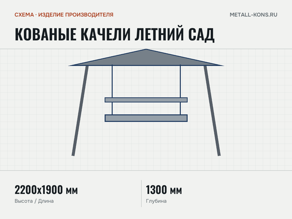 Кованые качели Летний Сад — схема, изделие производителя