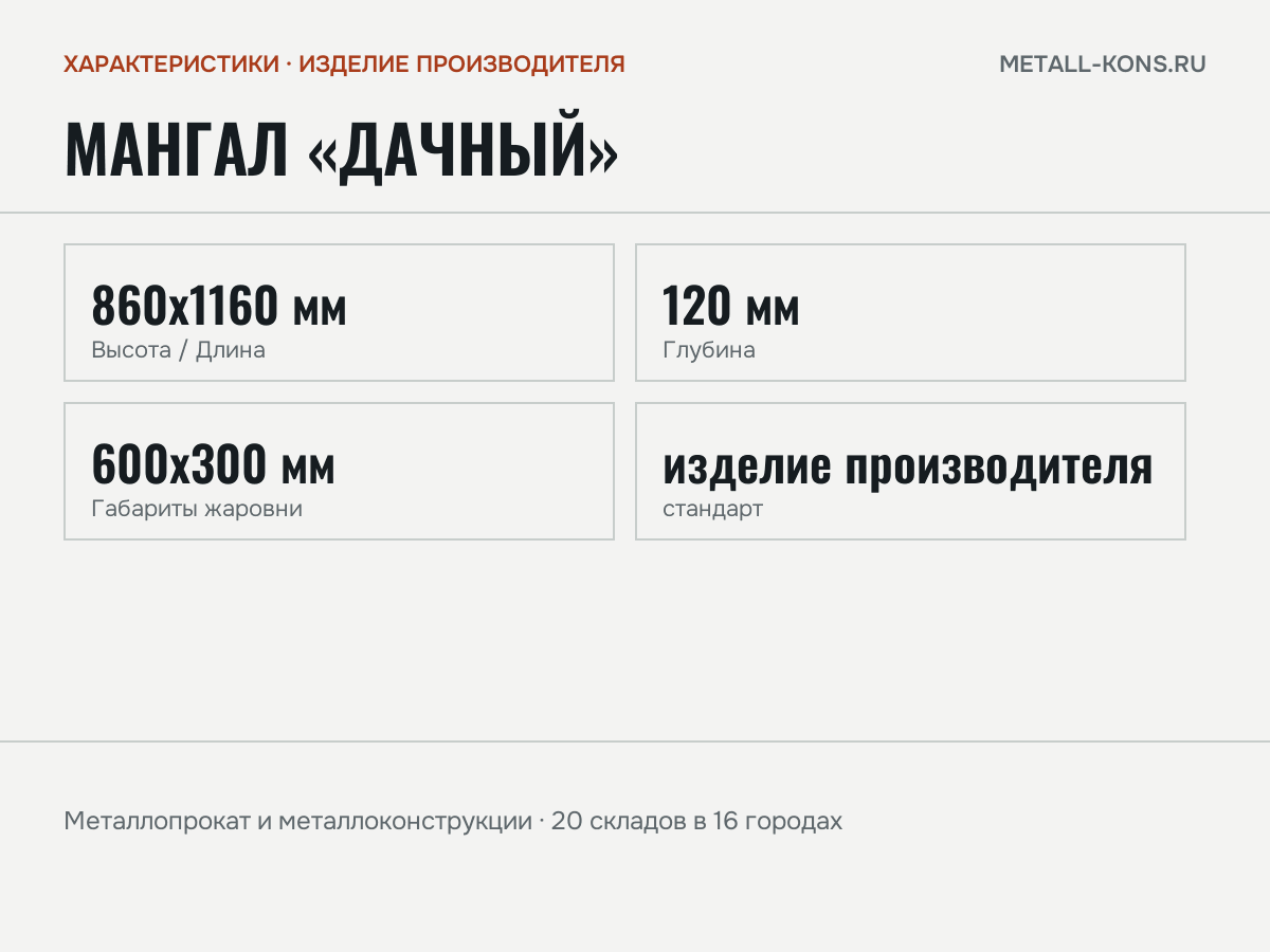 Мангал «Дачный» — характеристики: масса, размеры, изделие производителя