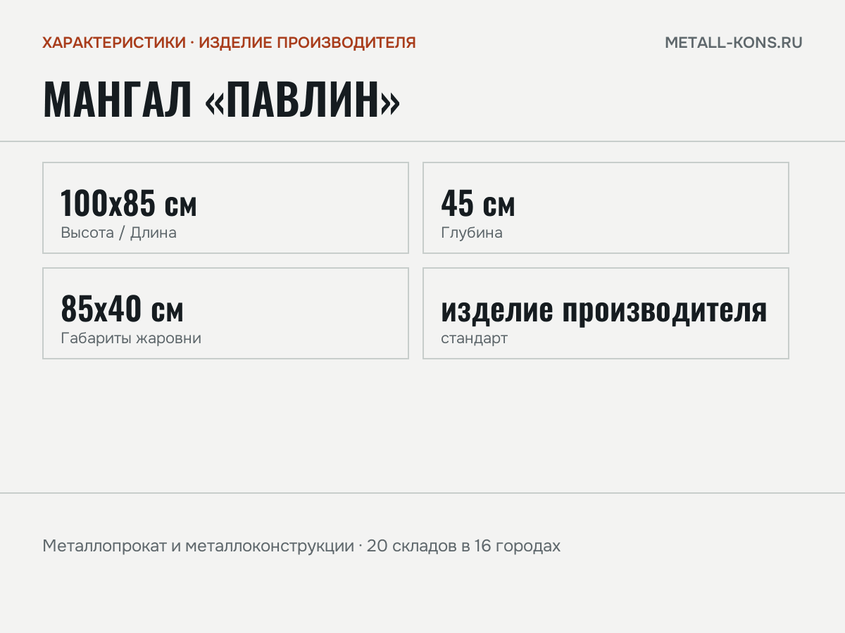 Мангал «Павлин» — характеристики: масса, размеры, изделие производителя