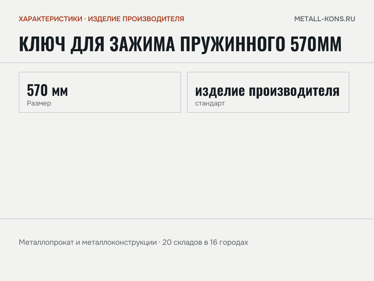 Ключ для зажима пружинного 570мм — характеристики: масса, размеры, изделие производителя