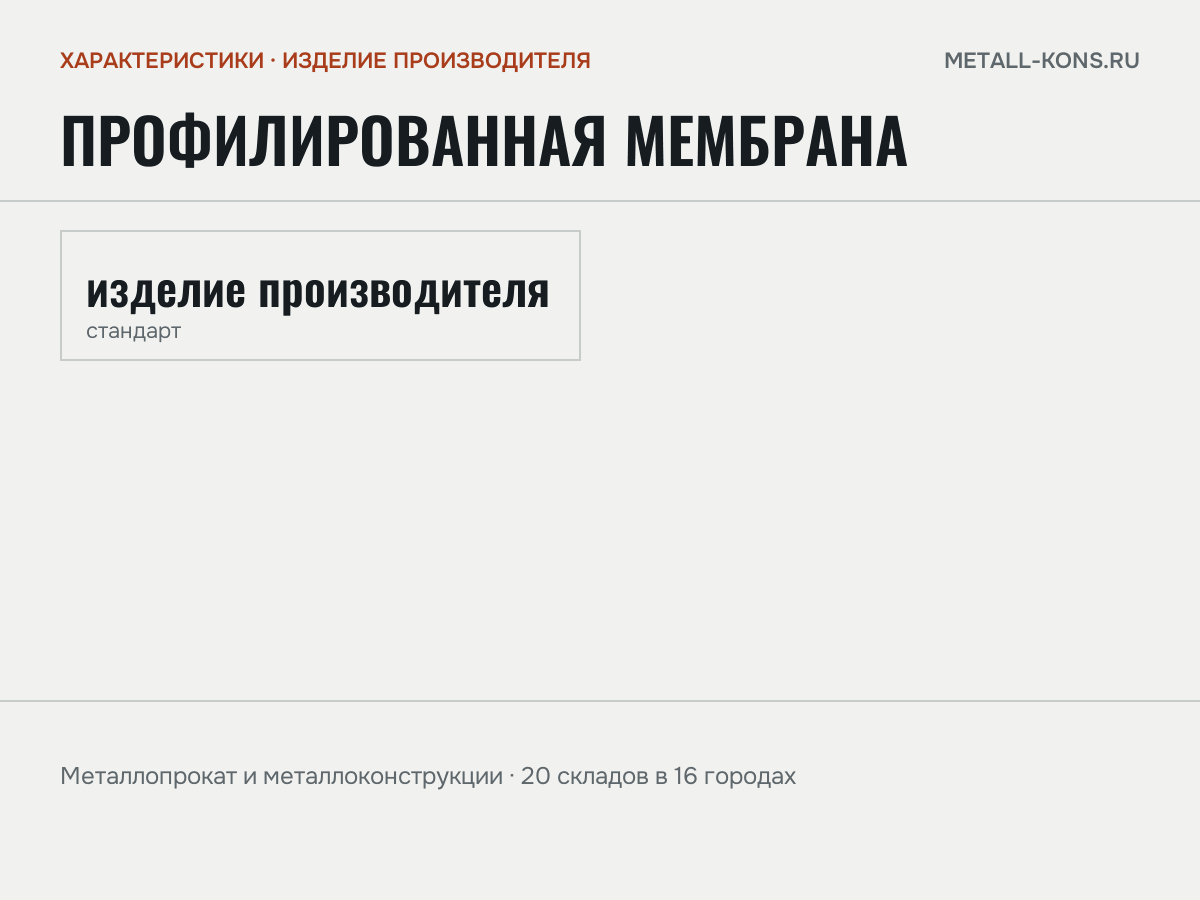 Профилированная мембрана — характеристики: масса, размеры, изделие производителя